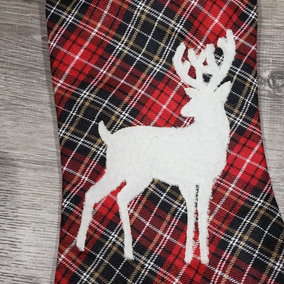 Christmas Tartan Plaid Reindeer Stockings - Picture 2 of 3
